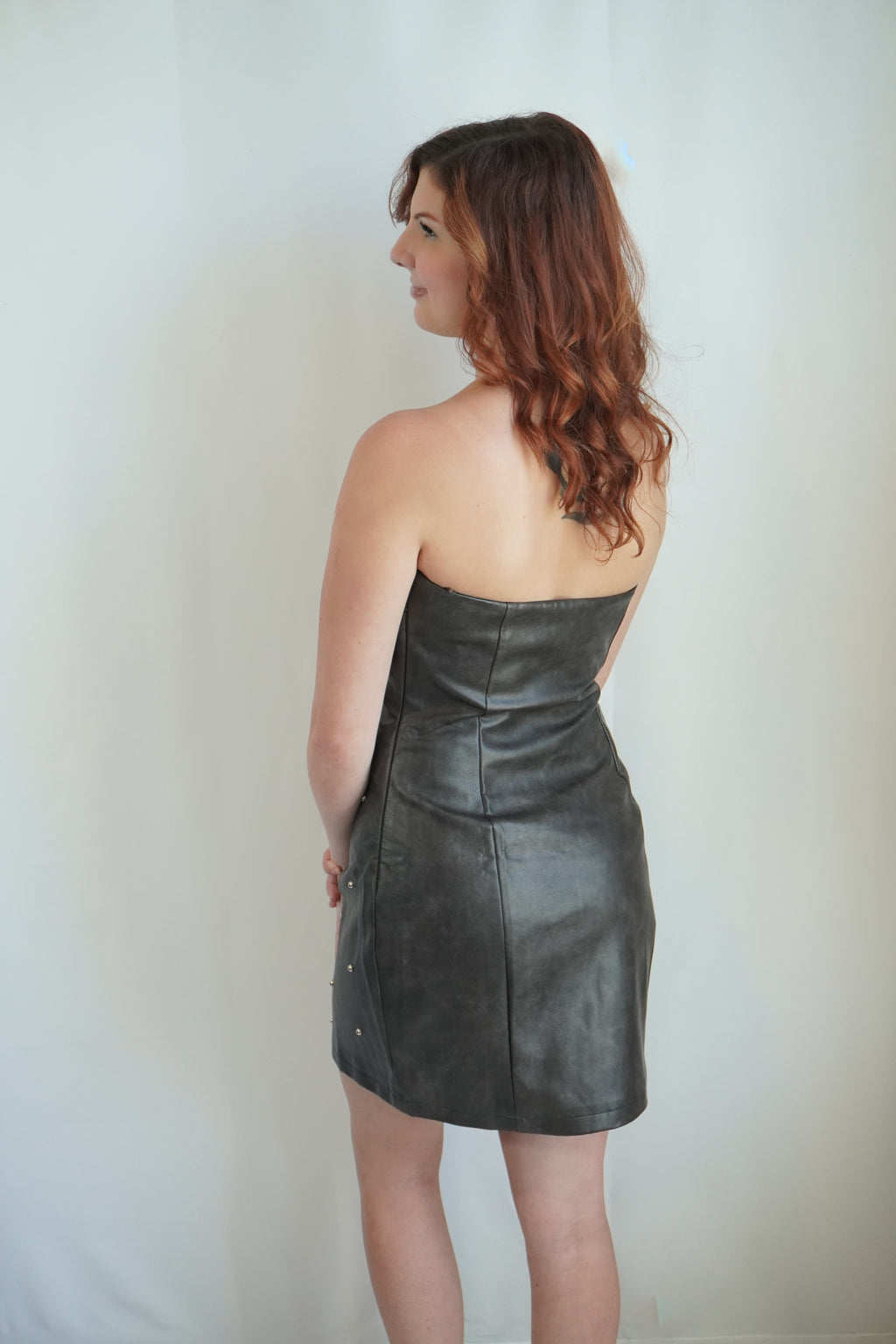 Studded Faux Leather Dress Rear View