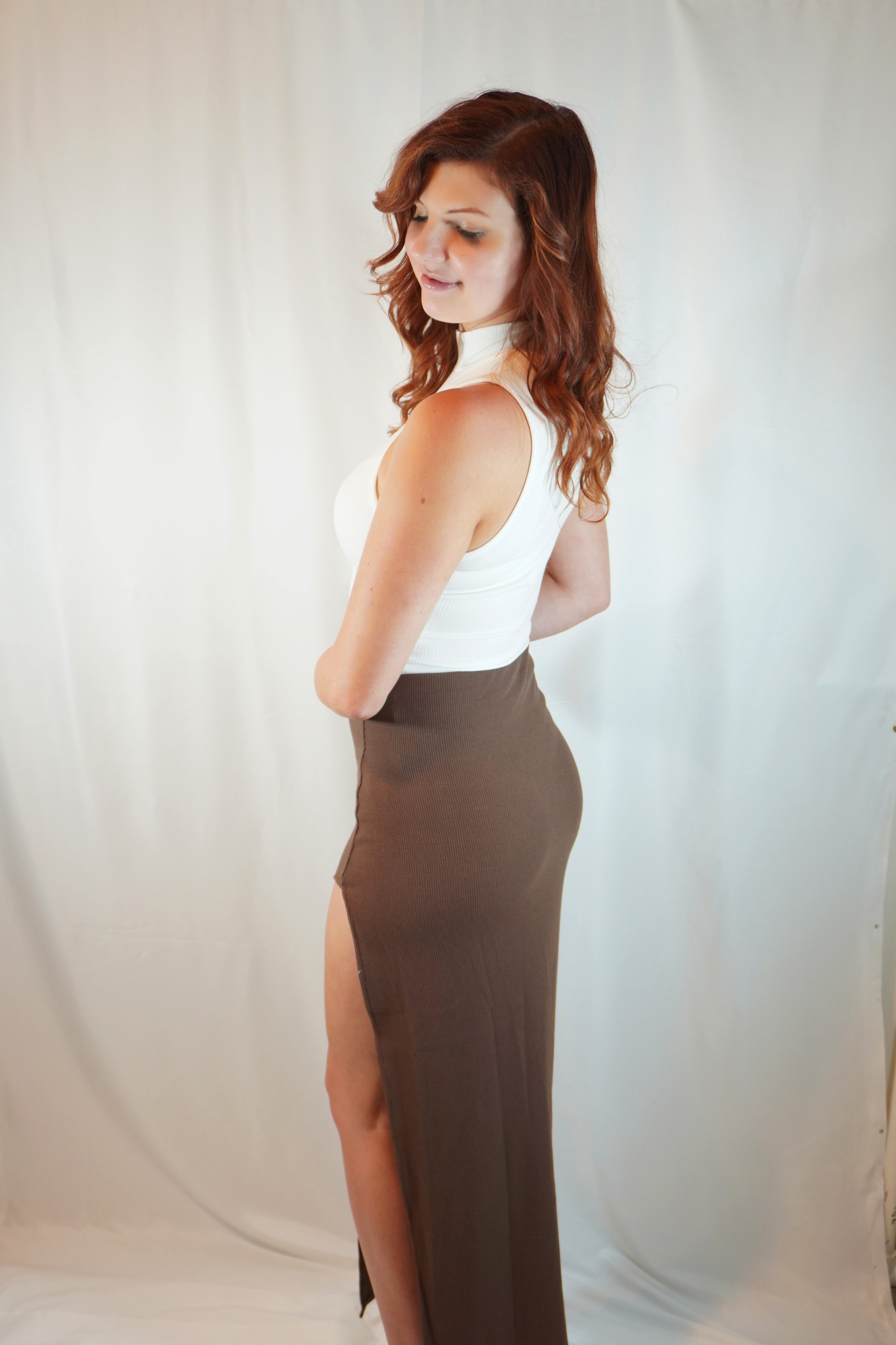 High-Slit Chic Maxi Skirt Side View