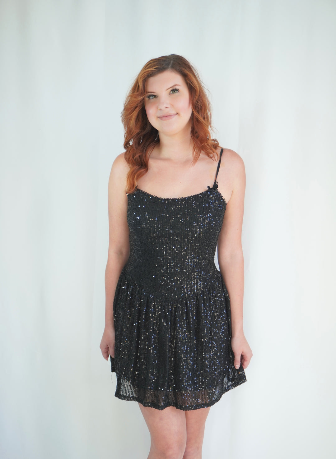 Black Sequin Slip Dress