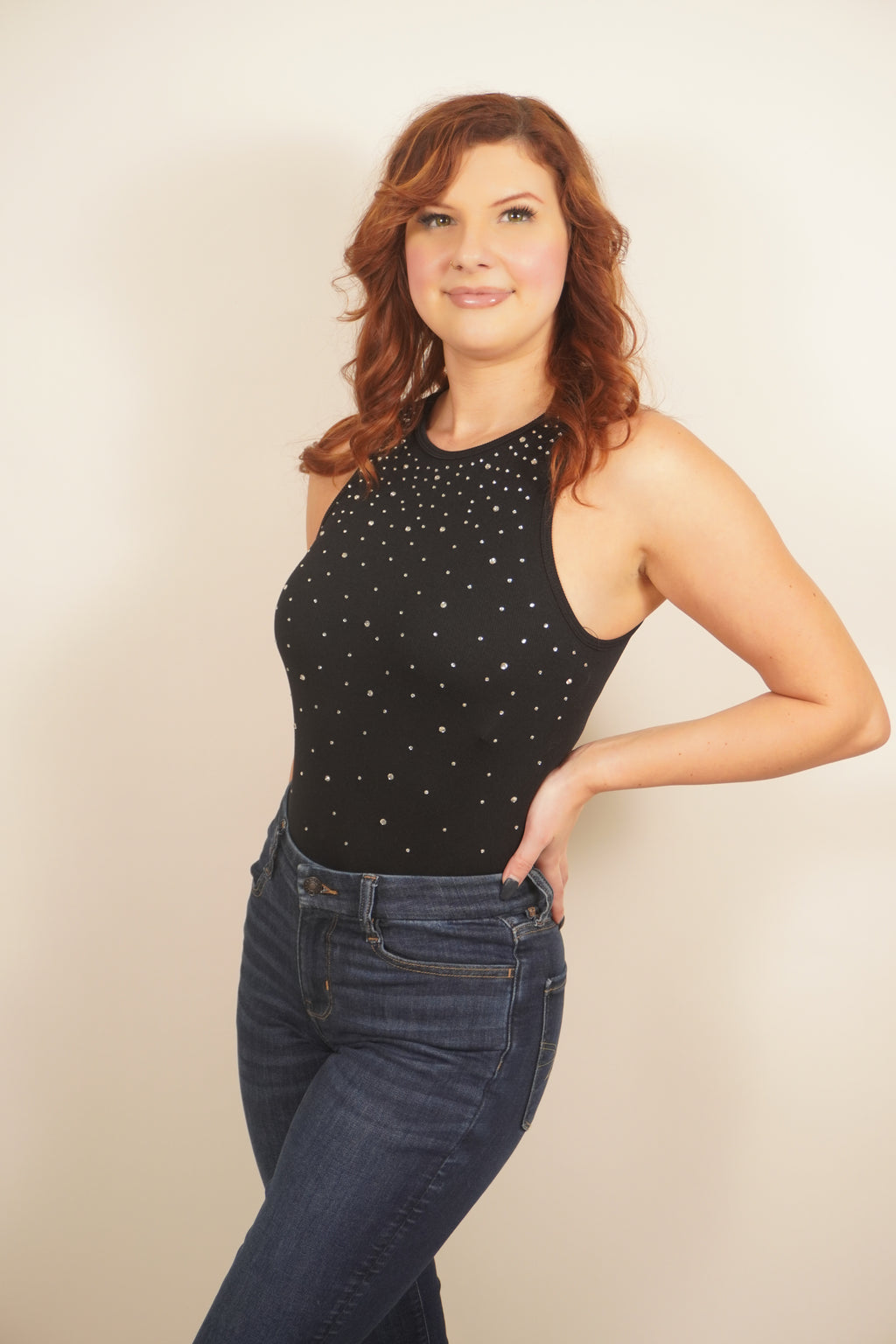 Sparkle Embellished Bodysuit Side View