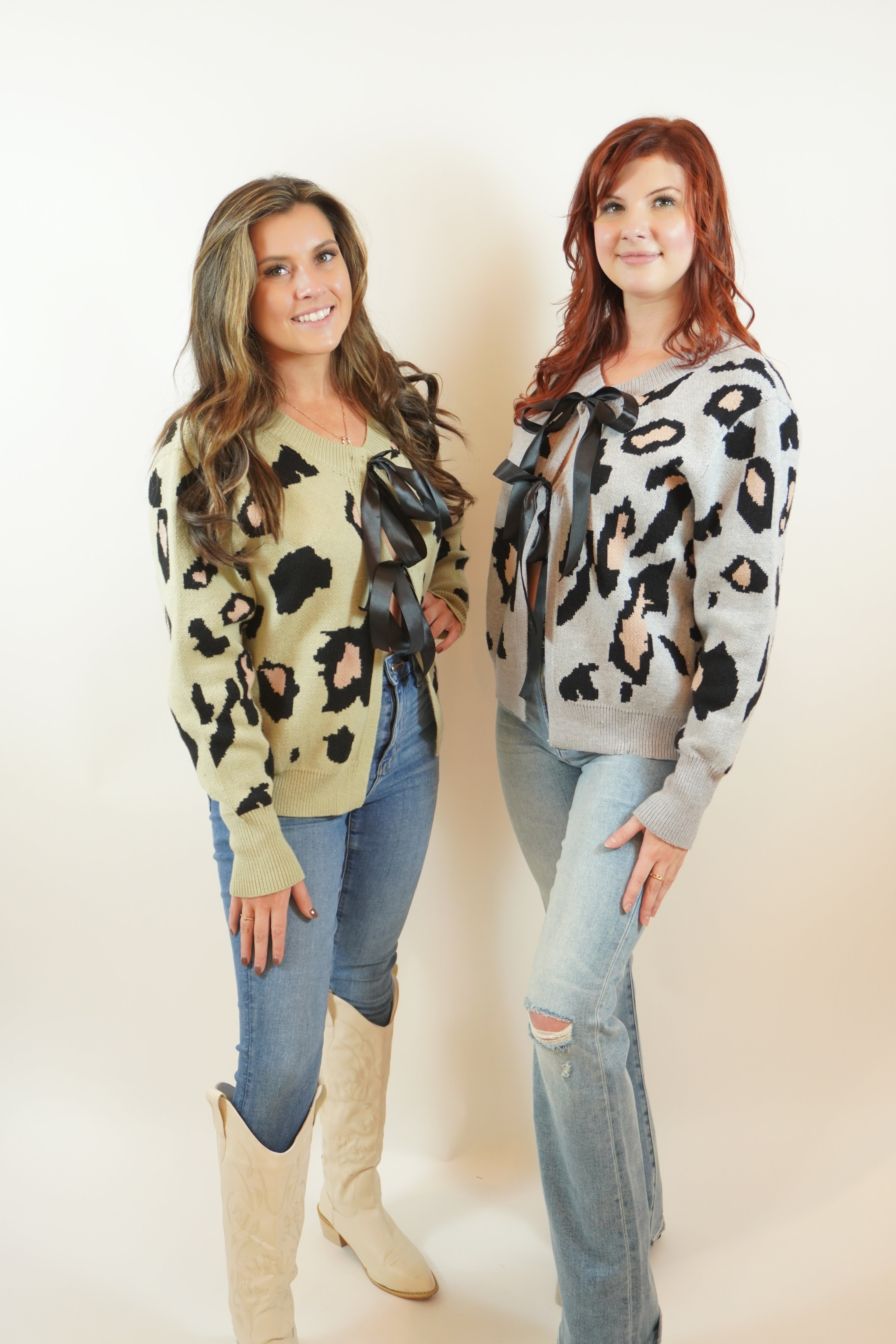 Leopard Print Bow-Tie Cardigan Side View