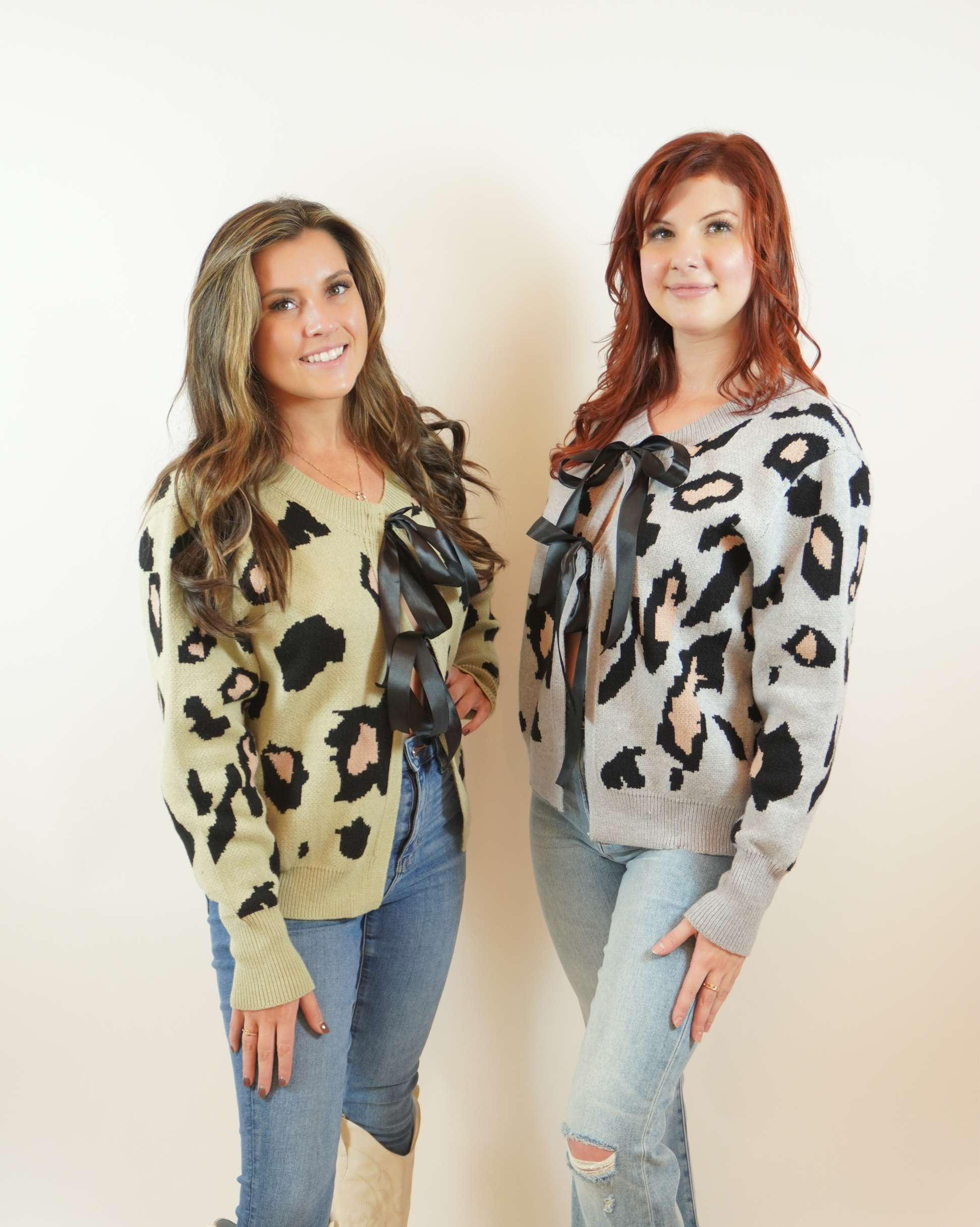 Leopard Print Bow-Tie Cardigan 1