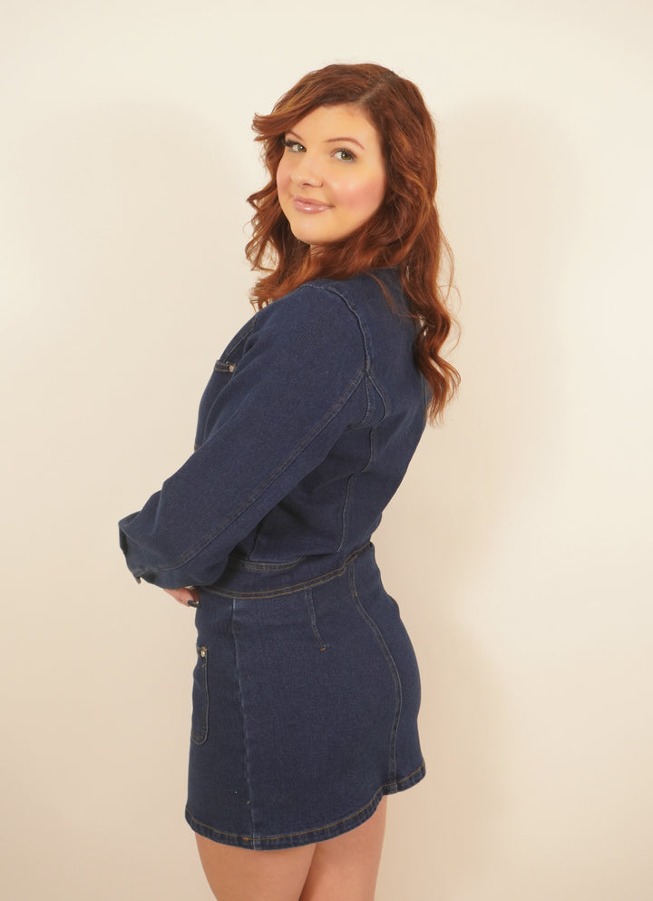 Downtown Chic Denim Skirt Side View