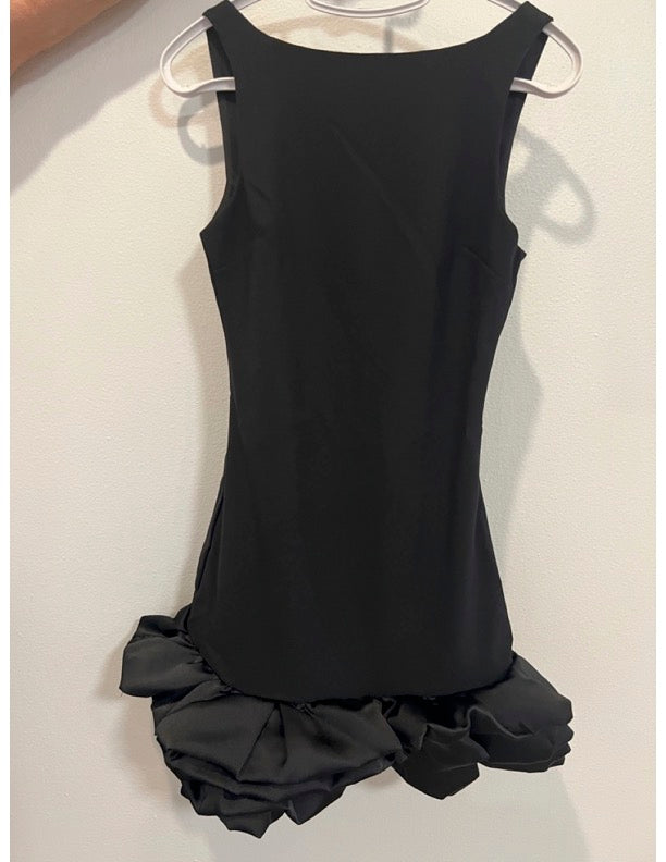 Black Sleevless party dress with puff at bottom