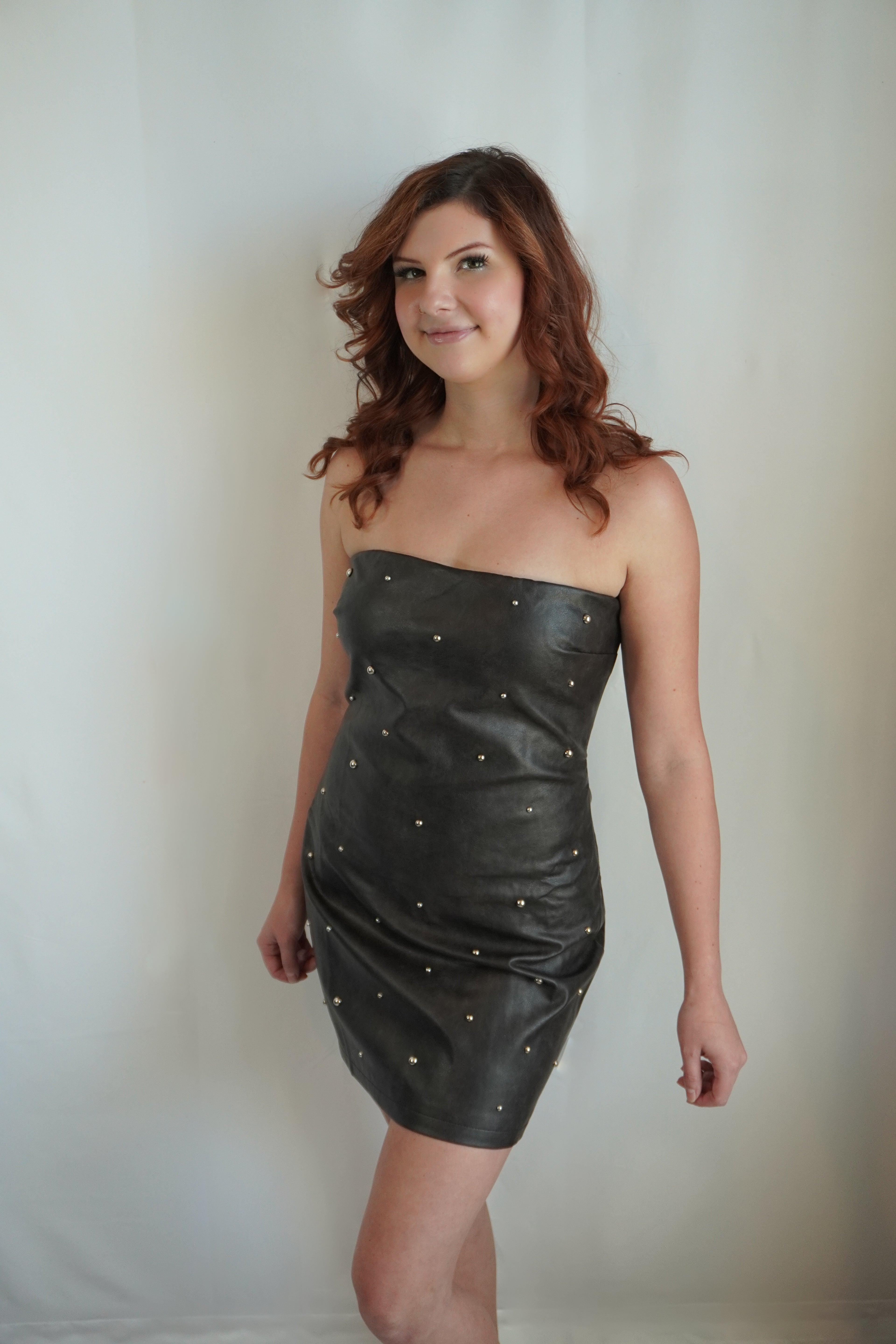 Studded Faux Leather Dress