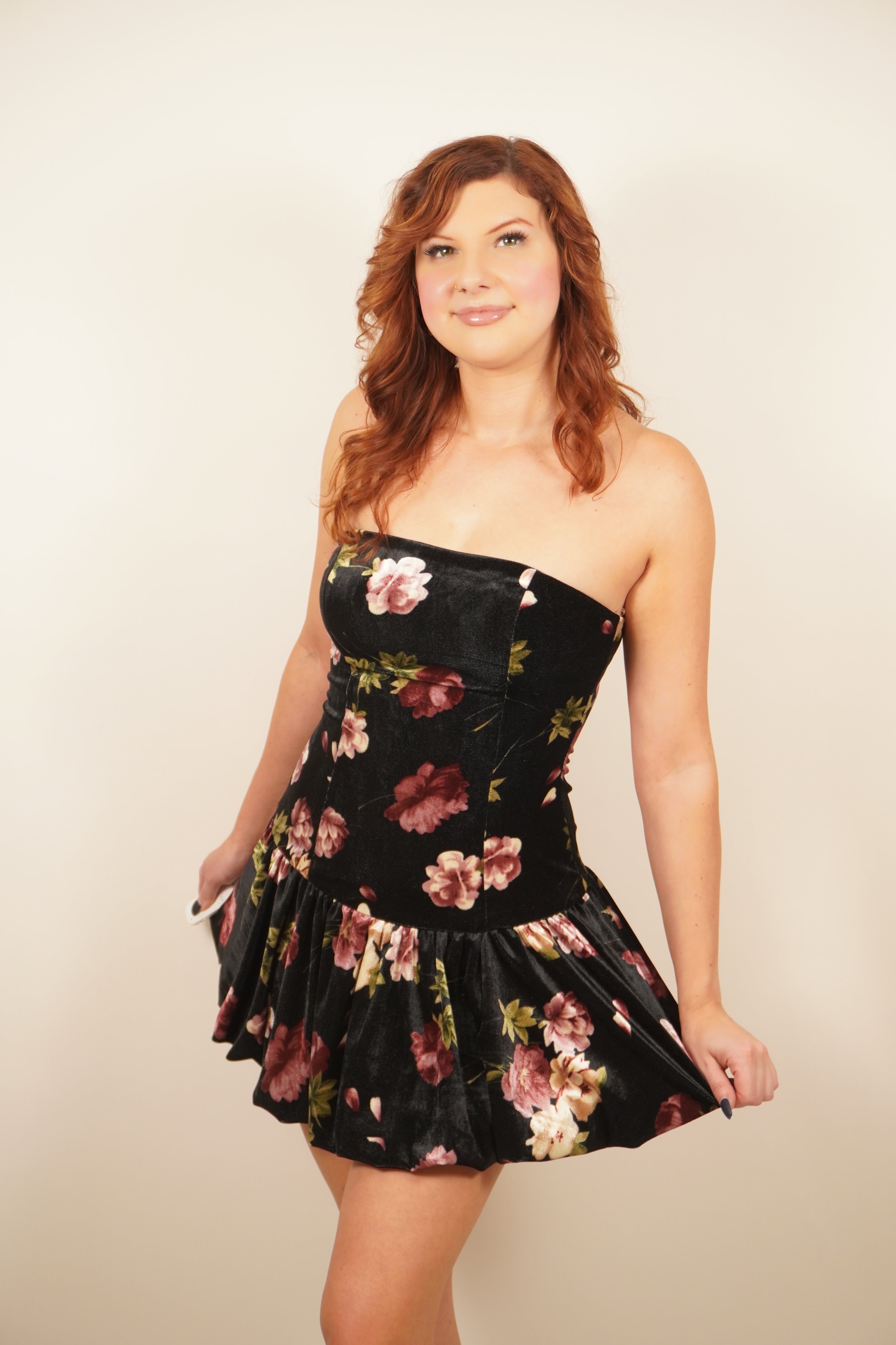 Floral Strapless Mini Dress