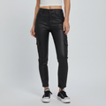 Black Coated Cargo Skinny Pants